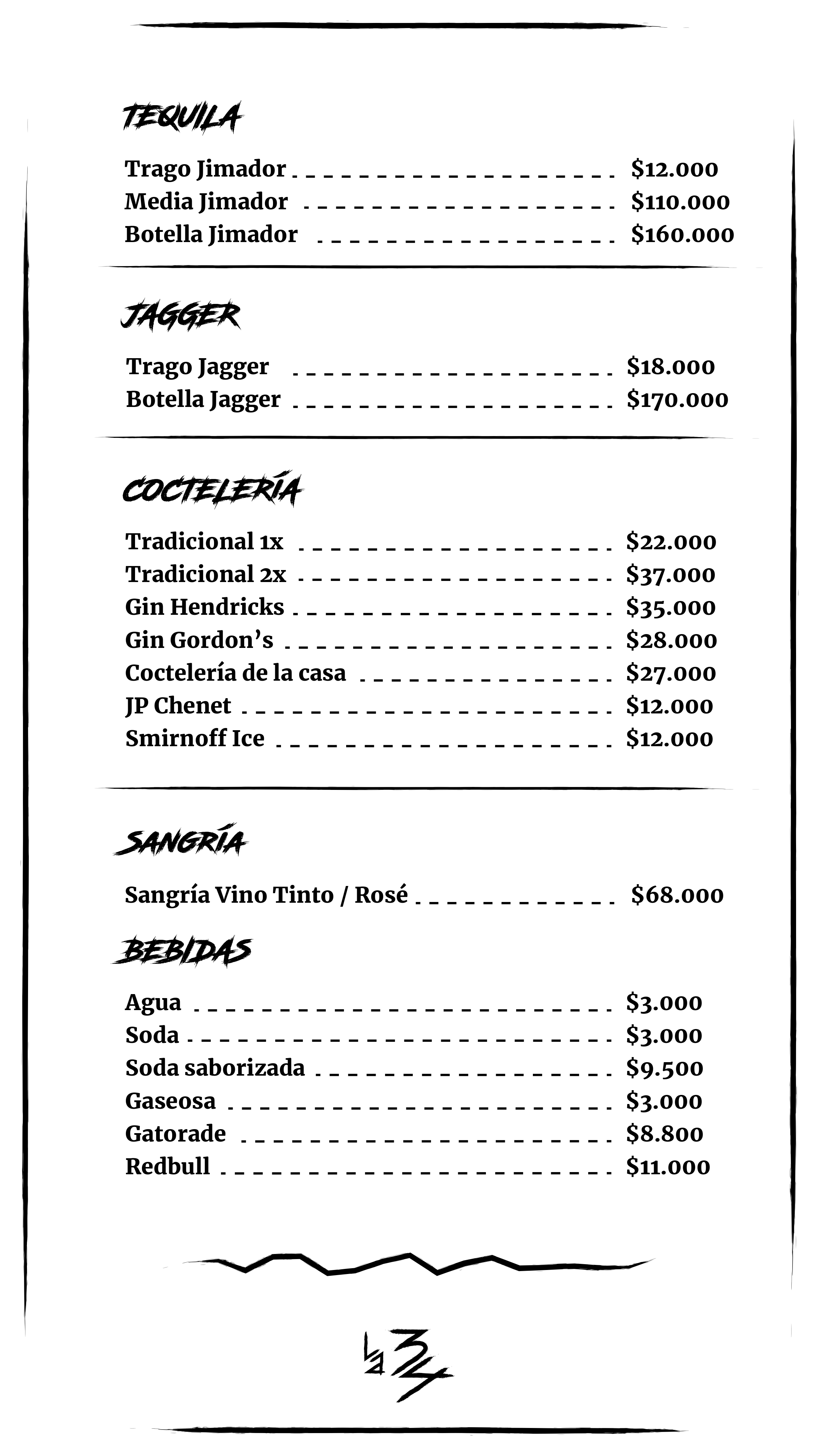 Carta de LA 34 Bar en Medellín — página 2